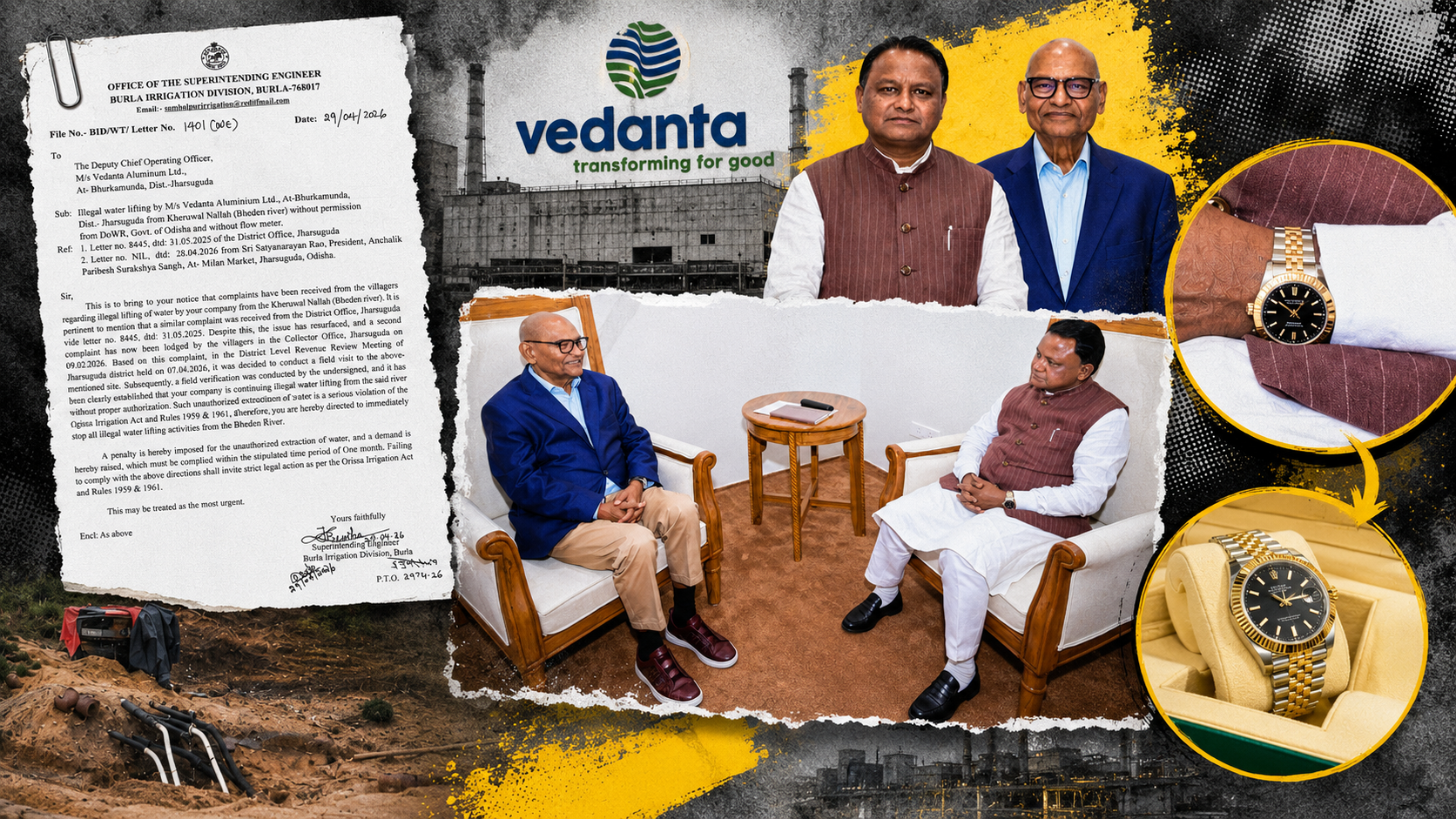 Vedanta Under Scanner in Odisha After ₹234 Crore Water Notice, Questions Raised Over CM’s Luxury Watch